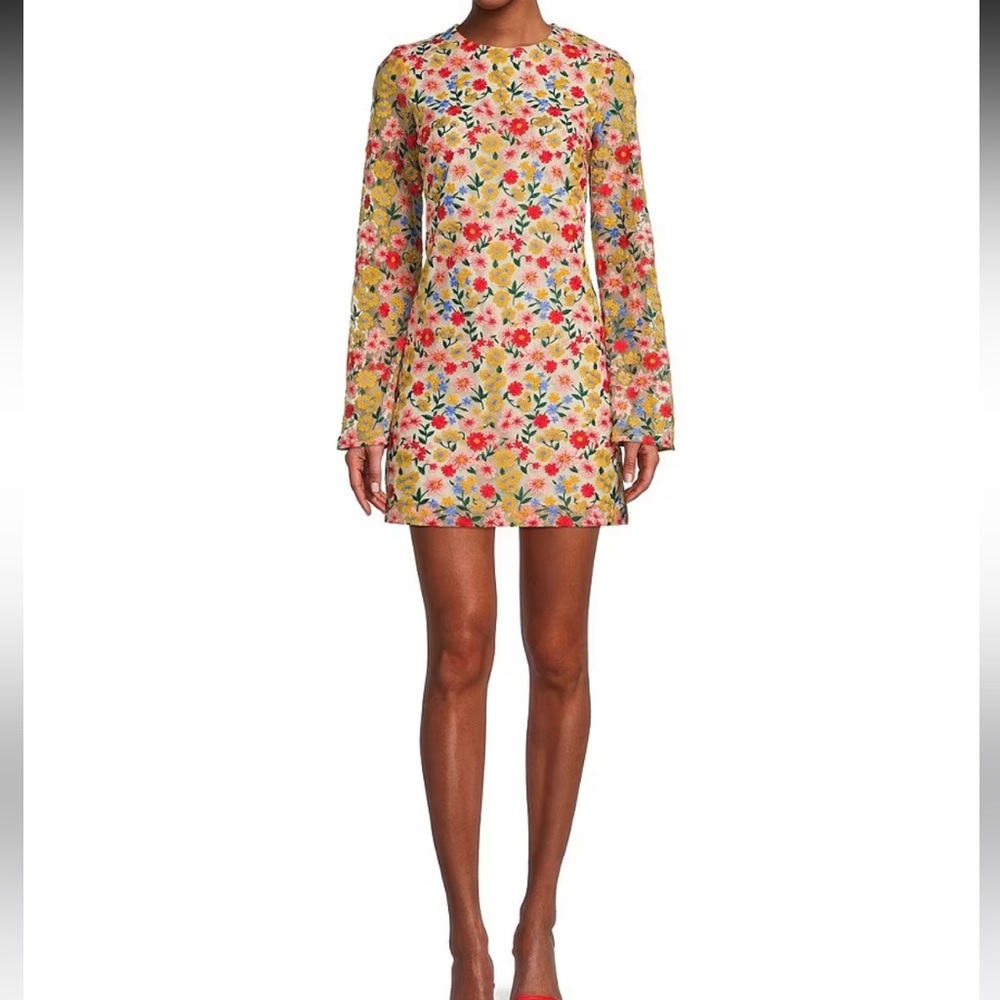 Dillards The Nat Note Clementina Embroidered Floral Mesh Mini Dress NWT